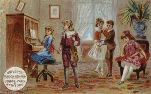楽器を演奏し、踊る子供たち 作： American School