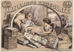 チョコレートを飲む子供たち、メイラーズチョコレートの広告 作： American School