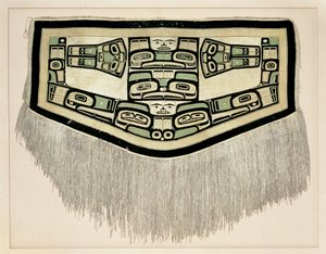 チルカット毛布、1832年以前（山羊の毛とイエローシダーの樹皮） 作： アメリカの学校