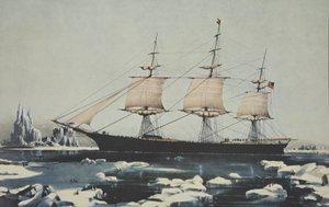 クリッパー船、赤いジャケット-1854年8月にオーストラリアからリバプールに向かうパブのケープホーン沖の氷の中。 1855年、キュリアーとアイブス