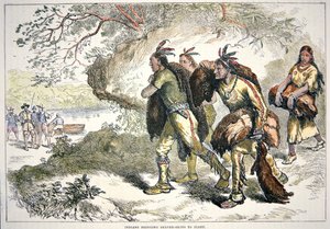 植民地時代の毛皮商人（カラー図版 作： American School