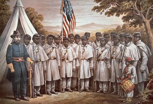 黒人ボランティアを対象とした組合員募集ポスター「Come and Join Us Brothers」（カラーリトグラフ 作： American School