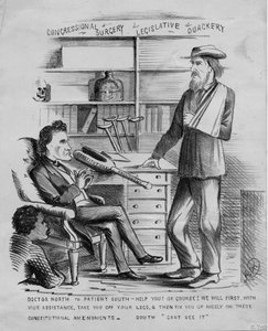 下院の手術：法定のいんちき、c.1866 作： American School
