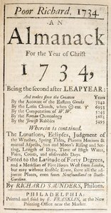 貧しいリチャードの表紙、アルマナック、1734年（印刷） 作： American School
