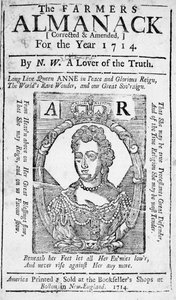The Farmers Almanackの表紙、1714年発行（印刷） 作： American School