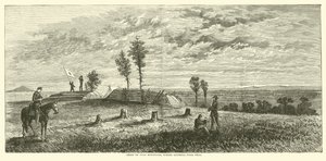1864年6月、ポーク将軍が倒れたパインマウンテンの頂上 作： American School