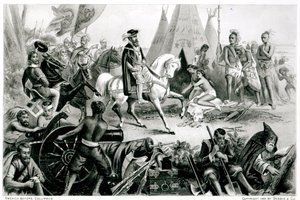 1541年5月21日、ミシシッピ州を発見するデソト「コロンブスによる発見前のアメリカ大陸とその住民」、アンC.キャディ作、1893年 作： American School