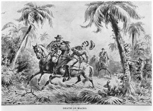 アントニオ・マセオの死（1845-96）、ムラット・ハルステッドによる「キューバの物語」のイラスト、1898年発行 作： American School