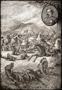 1876年6月25日、リトルビッグホーンの戦いでのジョージアームストロングカスター将軍と第7騎兵の兵士の死 作： American School