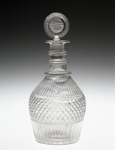 デカンターとストッパー、c。 1820〜 1840年（非鉛ガラス） 作： American School