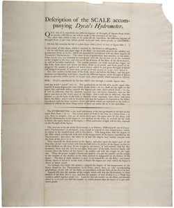 付属のDycass比重計、1790年のスケールの説明 作： American School