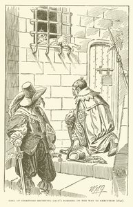 処刑の途中でラウドの祝福を受けるストラフォード伯爵 (1641年) (エングレーヴィング) 作： American School