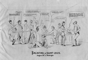 セントルイスに入隊：8月30日深夜、1862年頃 作： American School