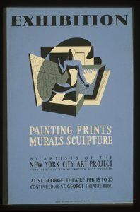 ニューヨーク・シティ・アート・プロジェクトのアーティストによる絵画、版画、壁画、彫刻の展示 作： アメリカの学校