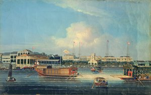 1850年、中国の港にあるカントンの工場 作： American School