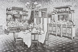 1890年代のホワイトハウス、ワシントンDC、アメリカ合衆国の家族の食堂 作： American School