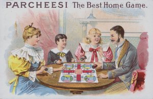 Parcheesiゲームをする家族（クロモリト 作： American School