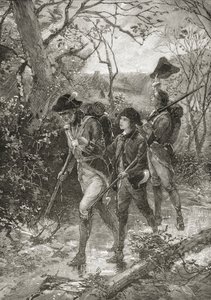 「アメリカの簡単な歴史」からの自由の父と息子、ASバーンズウント社によって1885年に発行（リソ） 作： American School