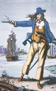 女海賊、アン・ボニー（b.1697）（彩色済みエングレービング 作： American School