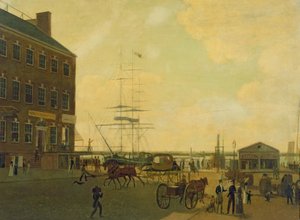 コートランド通りの麓、ニューヨーク市、1818〜49年頃 作： American School