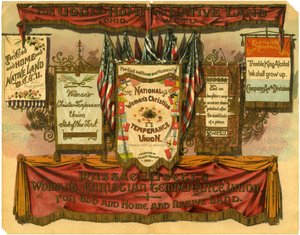 神と故郷と故郷のために...女性キリスト教禁酒連合、白いリボン軍の旗旗、1885年 作： American School