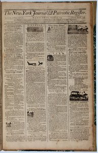 1793年8月21日、ニューヨークジャーナルとパトリオットレジスタのフロントページ 作： American School
