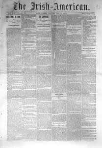 1876年11月4日、ニューヨークで発行されたアイルランド系アメリカ人のフロントページ（新聞） 作： American School