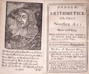 Hodders Arthimetick、または最も必要なアートが最も簡単に作成された、James Hodderによるフロントピースとタイトルページ、1719 作： American School
