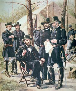 1862年4月6日～7日、シャイローの戦いで北軍を指揮したユリシーズ・シンプソン・グラント将軍（カラーリトグラフ版 作： American School