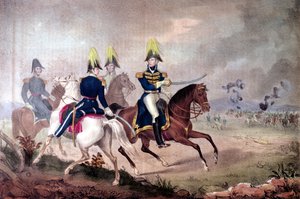 1813年のテムズの戦いのウィリアムヘンリーハリソン将軍（1773〜1841年）とスタッフ 作： American School