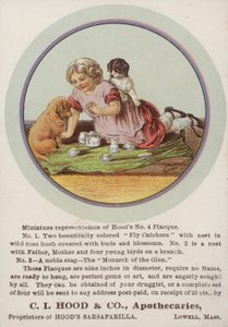 子犬と毛布に座っている女の子 作： American School