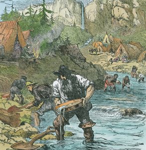 本のパブからカリフォルニアの金の洗濯。 1896（手書きの彫刻）