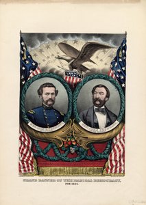 過激な民主主義の壮大な旗、1864年のパブ。 Currier＆Ives、1864年