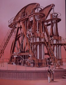 フィラデルフィア展示会での偉大なコーリス社製蒸気機関 作： American School