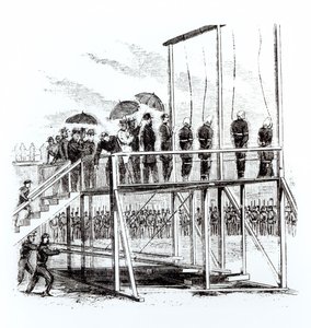 リンカーン暗殺の共謀者の絞首刑、1865年7月7日 作： American School