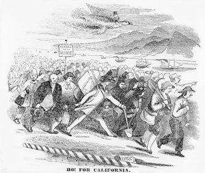 ほー！カリフォルニア州、1849年1月14日、ニューヨークアトラスのイラスト