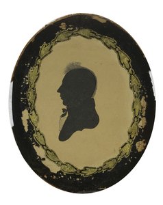 ホローカットされた「男性のシルエット」 1800-1805年頃（織紙に黒インク使用 作： American School