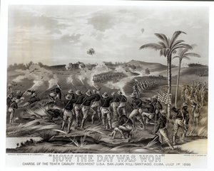 &39;How the Day was Won&39;、Charge of the Tenth Cavalry Regiment at San Juan Hill、Santiago、Cuba、July 1st 1st、pub。 1899 作： American School