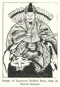 神社で見られる日本の神格化されたヒーローのイメージ（彫刻 作： American School