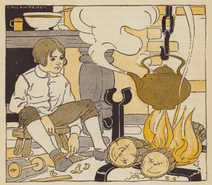 ジェームズ・ワットが祖母のやかんが沸騰するのを見ている (カラーリソ) 作： American School