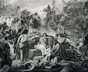 エルサレム陥落時のエレミヤ、1901年頃の「ユダヤ百科事典」より（エングレーヴィング） 作： American School