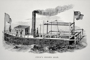 ジョン・フィッチ（1743-98）の2隻目の蒸気船 作： American School