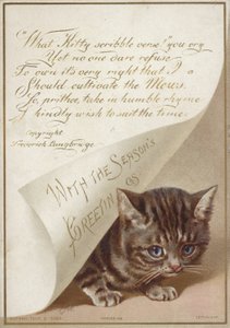 手紙の下に隠れている子猫 作： American School