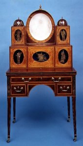 レディースデスク、1795-1810（サテンウッドを象眼したマホガニー）