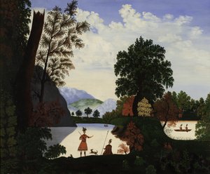 インディアンのいる風景、1880 作： American School
