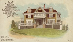 大きな戸建住宅、家の絵画の広告 作： American School