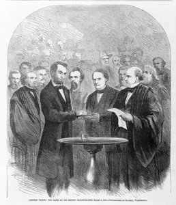 リンカーンは2番目の就任式、1865年3月4日、1865年に宣誓 作： American School