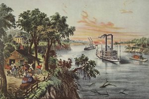 ロー ウォーター イン ザ ミシシッピ、パブ。 1868年、Currier＆Ives（カラーリソ） 作： American School