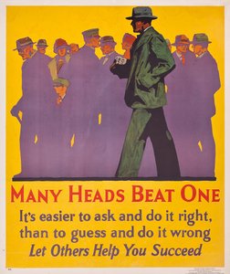 多くの頭が1つを打ちます。 1929年の仕事のインセンティブポスター 作： American School