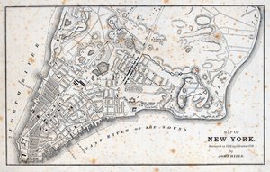 ニューヨークの地図（リトグラフ 作： American School